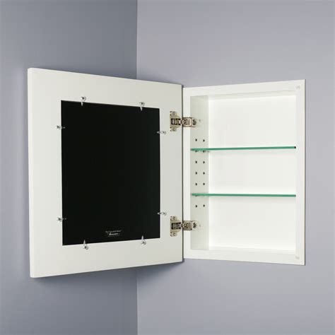 Large White Shaker Style Recessed Mirrored Medicine Cabinet (14" x 18") | Recessed In-Wall ...