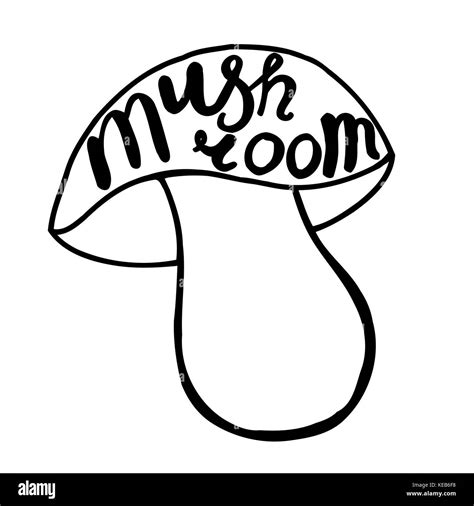 Mushroom graphic drawing trace with art lettering. Vector illustration ...