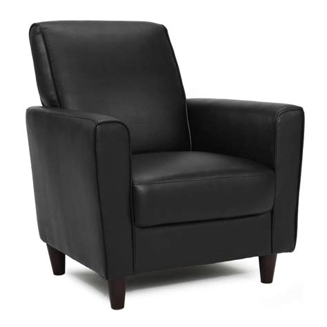 DHI Enzo Casual Black Faux Leather Accent Chair at Lowes.com