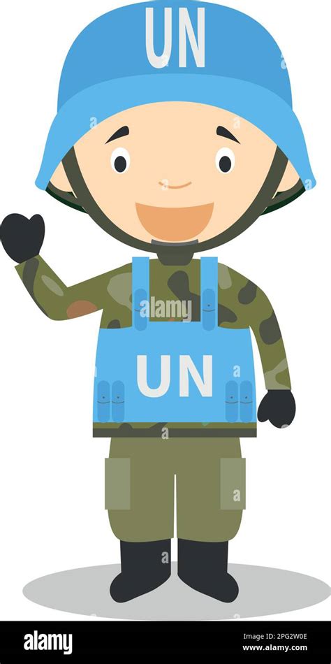 United Nations soldier cartoon character. Vector Illustration. Kids ...