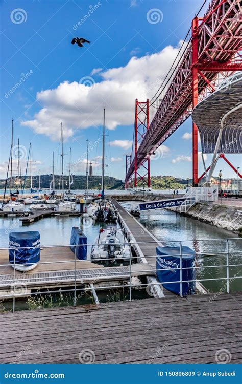 25 De Abril Bridge in a Scenic View with Beautiful Blue Sky Date 15 Jun 2019 Editorial Stock ...