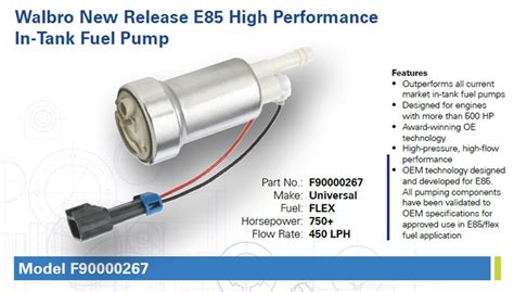 Walbro 450lph In-Tank Fuel Pump (E85 Compatible) – KLM Fabrication