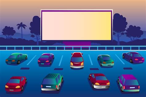 Free Vector | Drive-in movie theater in parking lot