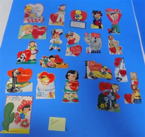 VINTAGE EPHEMERA CHILDREN'S Valentine's Day Cards Lot of 20 Random Boy and Girl $15.00 - PicClick