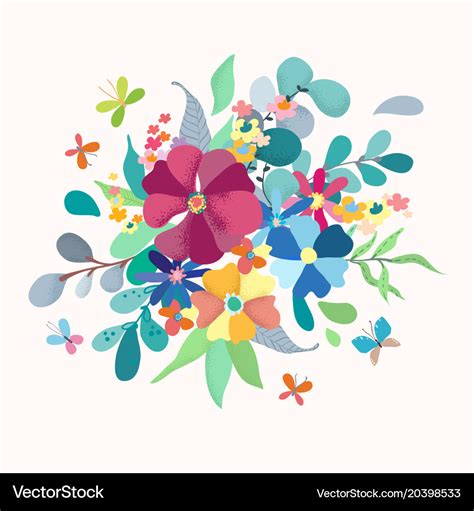 Floral bouquet with simple color flowers Vector Image