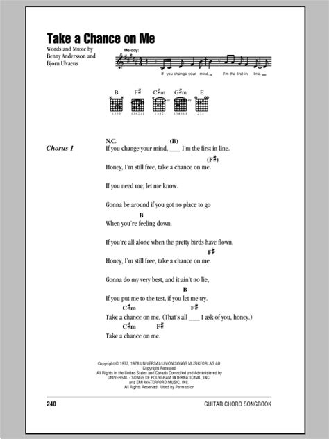 Take A Chance On Me by ABBA - Guitar Chords/Lyrics - Guitar Instructor