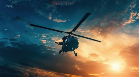 Helicopter Silhouette at Sunset | Premium AI-generated image