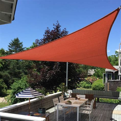 Shade&Beyond 16'x16'x16' Sun Shade Sail Triangle Canopy Rust Red Outdoor UV Sunshade Sail for ...