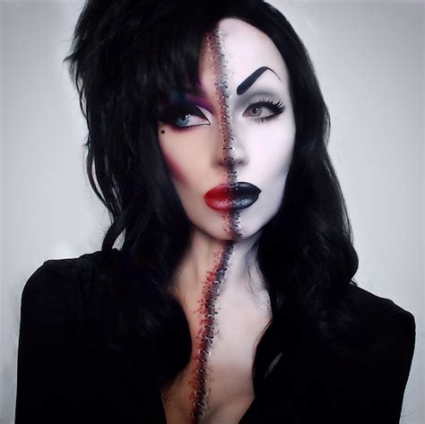 Elvira Vampira Morticia makeup Addams horror Halloween beauty stitches ...