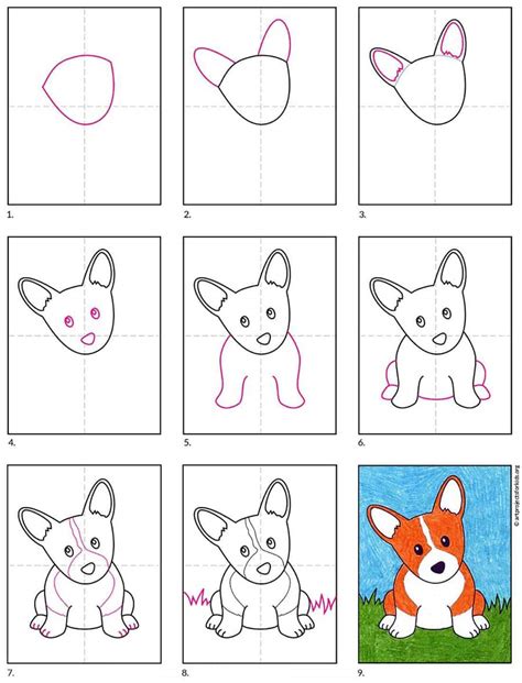 Easy How to Draw a Puppy Tutorial and Puppy Coloring Page