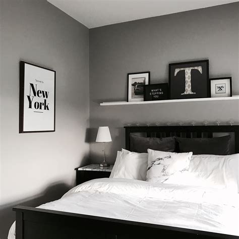 White, grey and black IKEA bedroom using hemnes | White bedroom decor ...