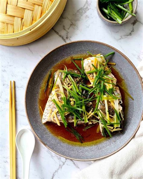 Chinese Steamed Fish with Ginger and Spring Onions - Casually Peckish