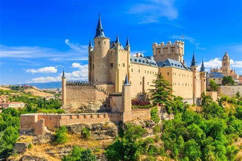 The Alcazar, a castle-palace, lies in the walled city of Segovia in the province of Segovia in ...