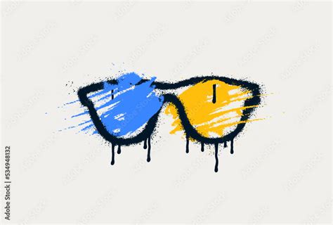 Glasses blue-yellow glasse graffiti spray pattern. Symbols, glasses ...