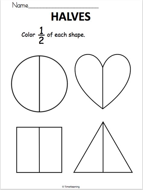 Fraction Worksheet - Halves | Made By Teachers