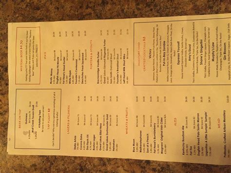 Menu at Wolf Creek Tavern restaurant, Norton