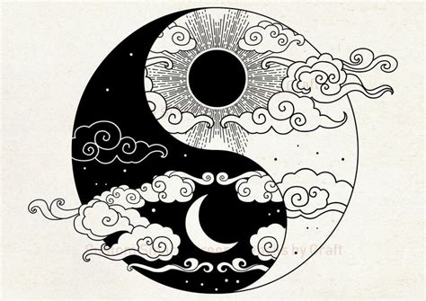 Sun and Moon Stencil Yin Yang Wall Art DIY Fabric Print - Etsy México ...