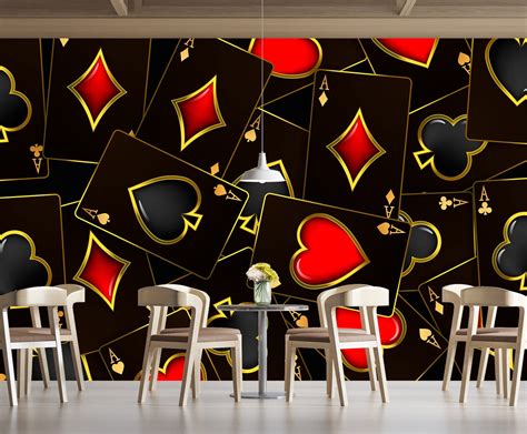 Playing Cards Wallpaper Poker Casino & Card Suits Self - Etsy