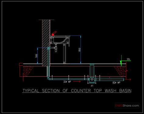 Counter Top Wash Basin Elevation Cad Block - Image to u