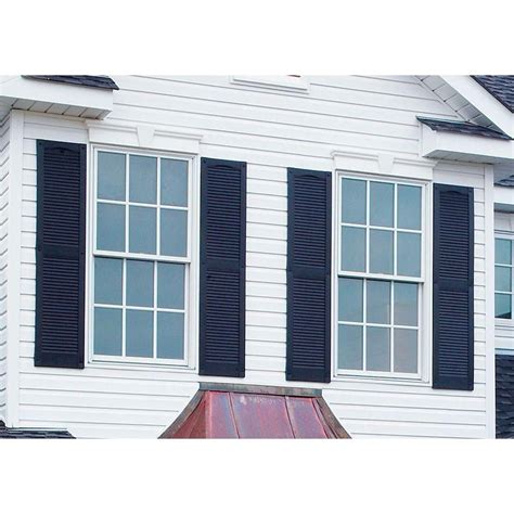 Builders Edge 12 in. x 31 in. Louvered Vinyl Exterior Shutters Pair in ...