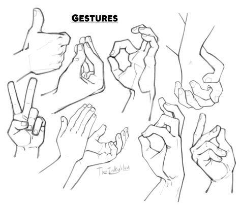 Hand References: Gestures by TheInkyWay on DeviantArt