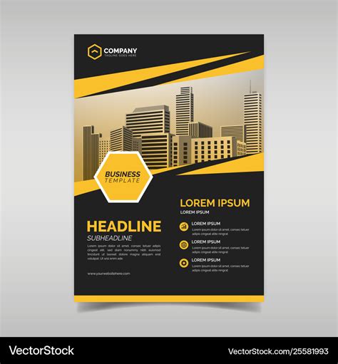 Black and yellow business flyer design template Vector Image