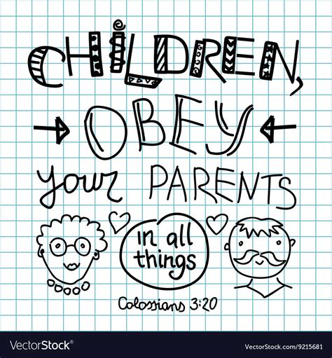 Lettering bible children obey your parents Vector Image