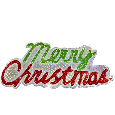 45.5-Inch Lighted Holographic Merry Christmas Sign Outdoor Decoration ...