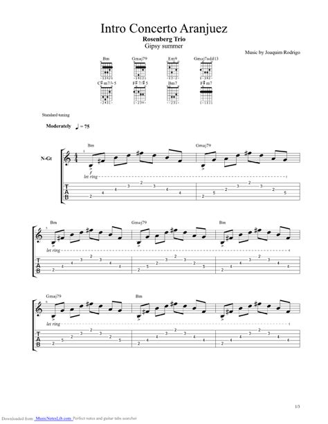 Concerto Aranjuez guitar pro tab by Rosenberg Trio @ musicnoteslib.com