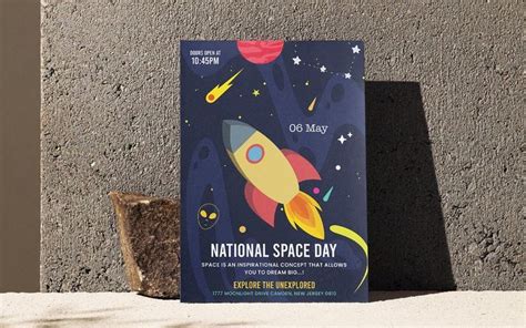 National Space Day Flyer Print and Social Media Template in 2022 ...