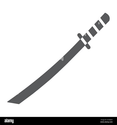 Katana glyph icon, asian and weapon, japanese sword sign, vector graphics, a solid pattern on a ...