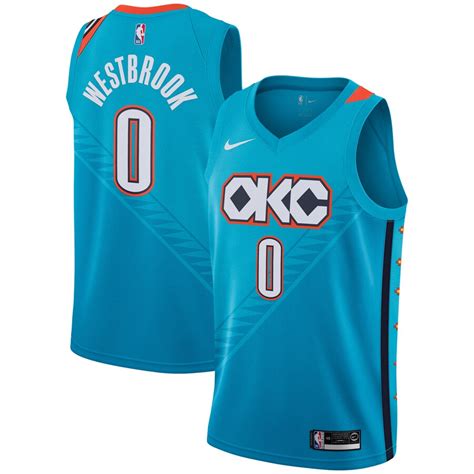 Men's Oklahoma City Thunder Russell Westbrook Nike Turquoise City Edition Swingman Jersey