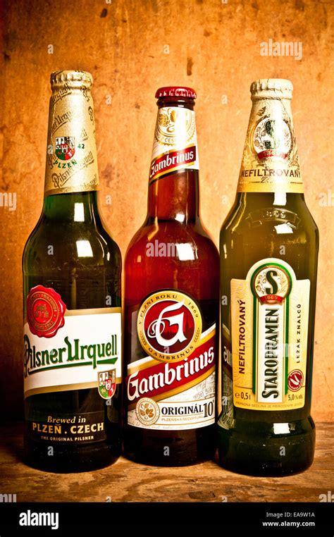 three bottles of Czech beer brands Stock Photo - Alamy