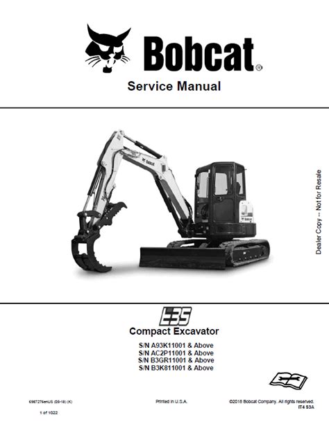 Bobcat E35 Compact Excavator Service Manual