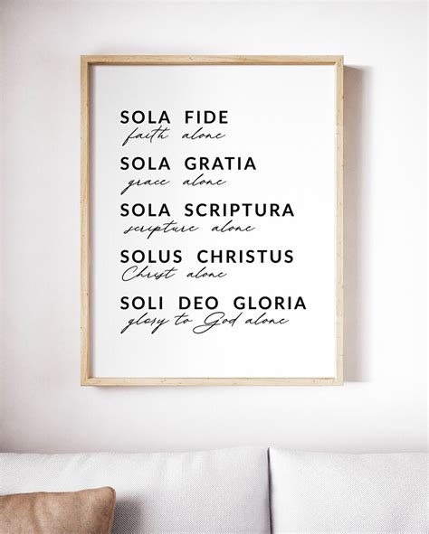 The 5 Solas Gratia Fide Christian Printable Wall Art the 5 | Etsy