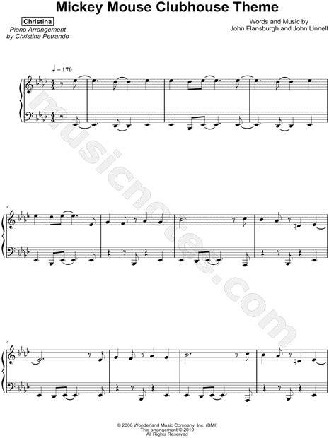 Christina "Mickey Mouse Clubhouse Theme" Sheet Music (Piano Solo) in Ab Major - Download & Print ...