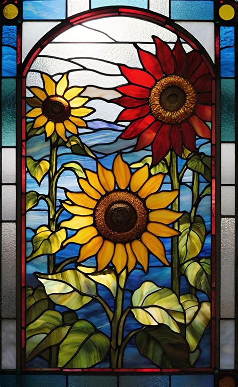 Sunflowers Stained Glass Free Stock Photo - Public Domain Pictures