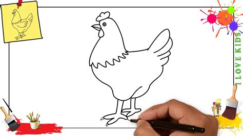 How to draw a chicken (hen) EASY step by step for kids, beginners ...