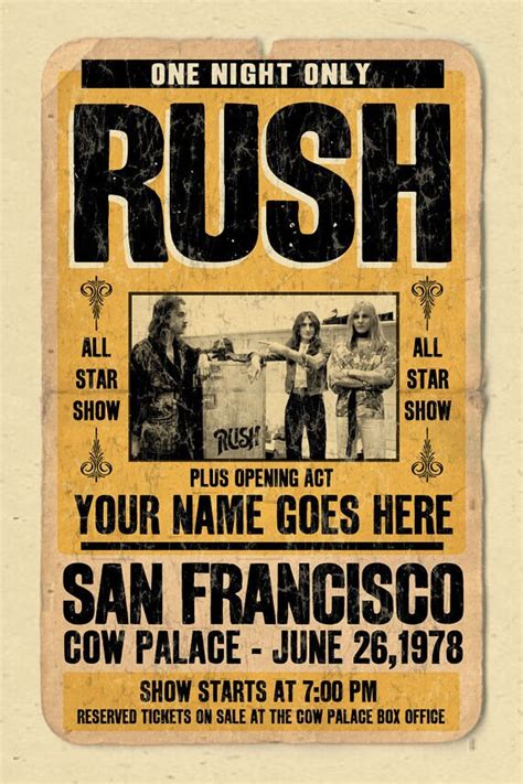 Personalized Rush concert poster 24x36 huge framed | Etsy