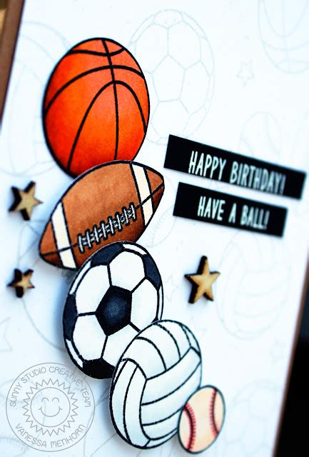 Sunny Studio: Team Player Sports Themed Birthday Card with Vanessa