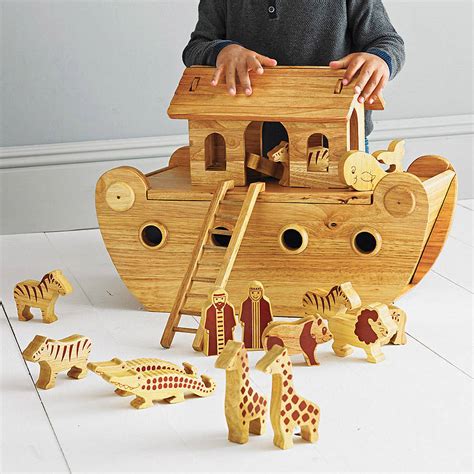 natural wood noah's ark with animals by knot toys | notonthehighstreet.com