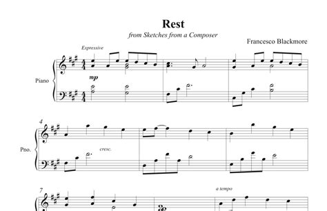 Rest by Francesco Blackmore Sheet Music for Piano Solo at Sheet Music Direct