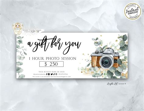 Photography Gift Certificate Template Editable Photography ...