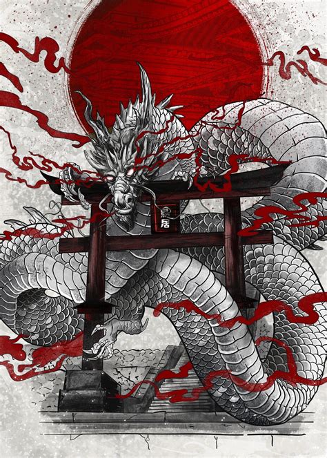 Wall Art Print Dragon on Torii Gate | Gifts & Merchandise | Europosters