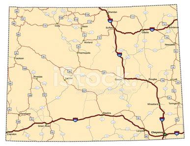 Wyoming Highway Map (Vector) Stock Clipart | Royalty-Free | FreeImages