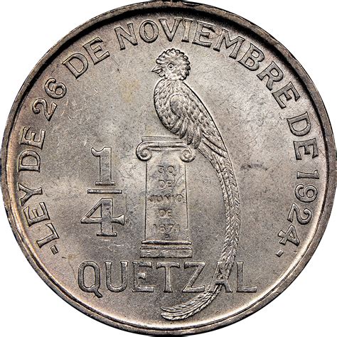 Guatemala 1/4 Quetzal KM 243.1 Prices & Values | NGC