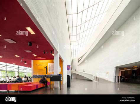 Helsinki Kiasma Museum of Contemporary Art. Interior with entrance to the gallery and Kiasma ...