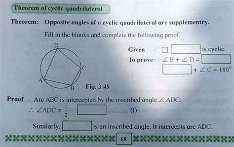 SOLVED: 'fill the empty boxes Theorem of cyclic quadrilateral Theorem: Opposite angles of a ...