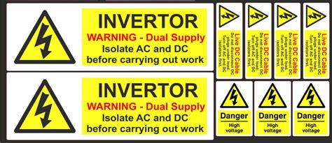 23 PV Solar Safety Electrical Warning Labels ac/dc danger high Voltage stickers - Add FX