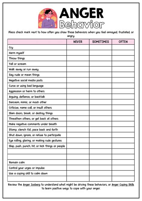 Anger Management Worksheets Therapist Aid